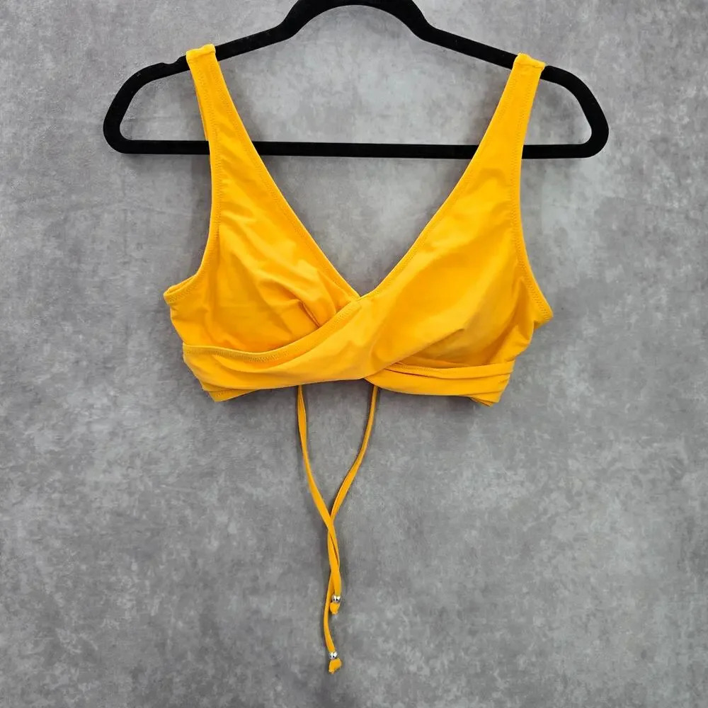 Yellow Wrap Crisscross String Tie Padded Bikini Top Swimwear Medium‎